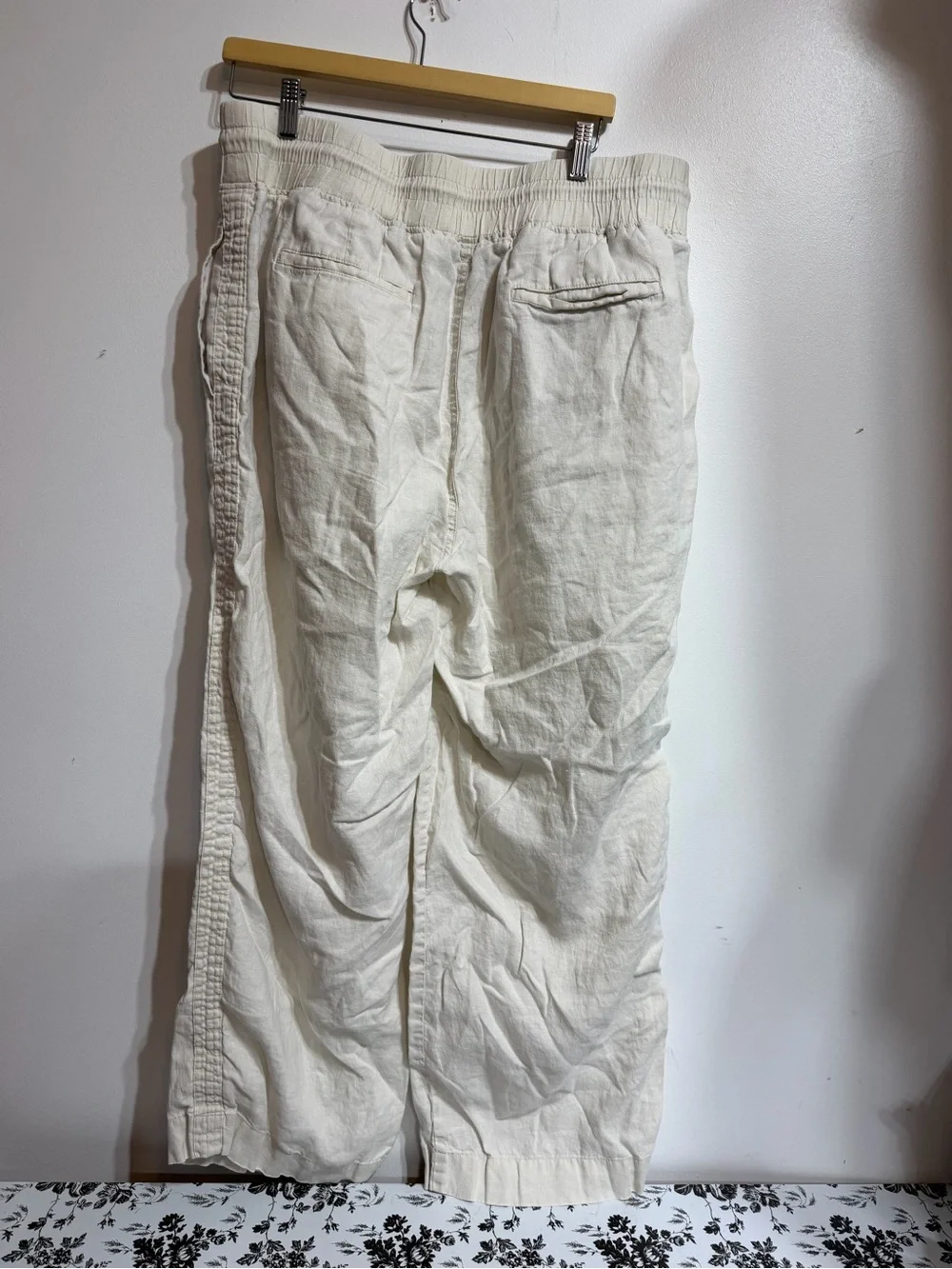 Quince 100% European Linen Wide-Leg Pull-On Pants Cream Off White XL